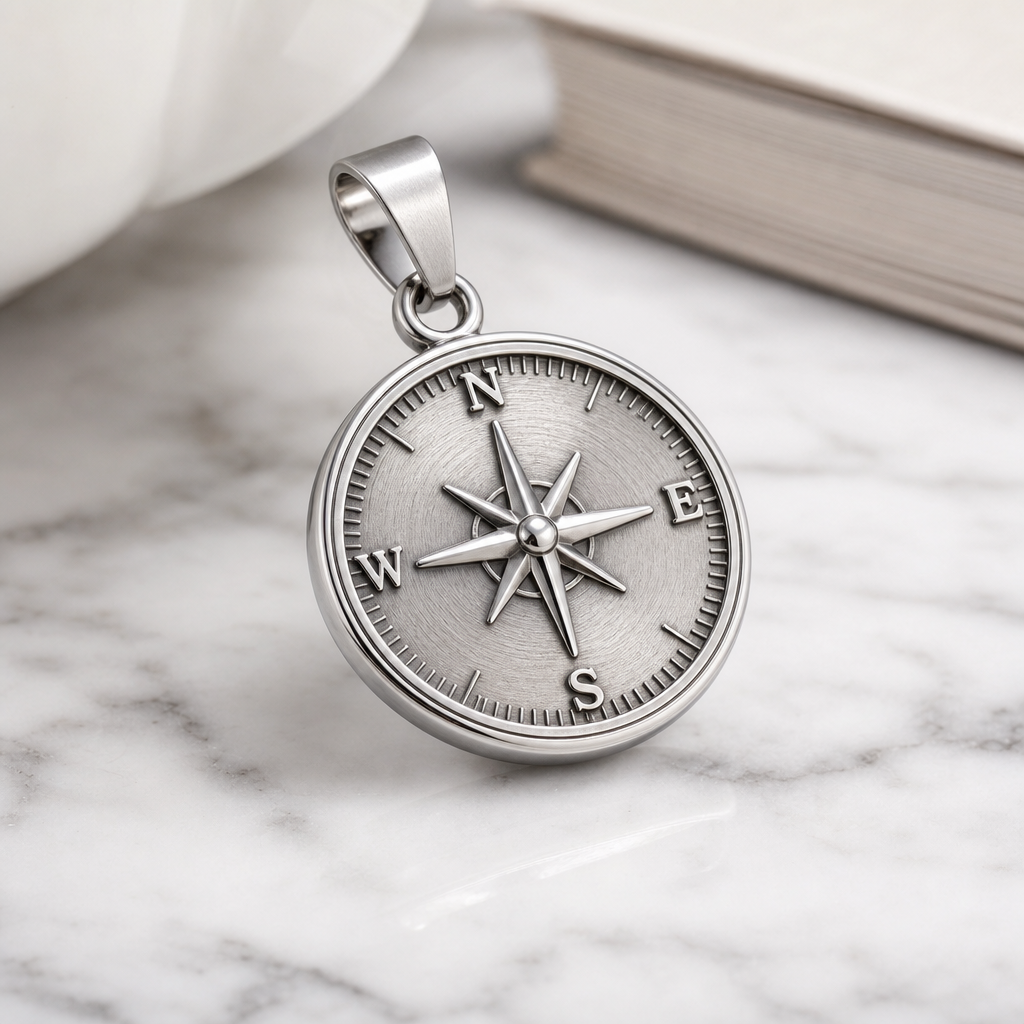 Premium boutique charm bar display with assembled 316L stainless steel charms on a neutral background