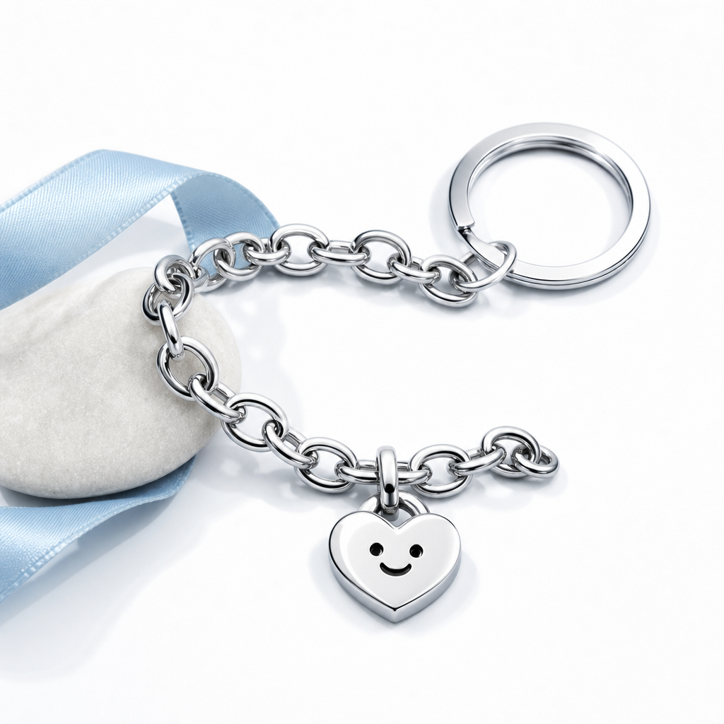 Close-up of a 316L stainless steel charm with PVD gold plating and enamel detail on white background to illustrate product finish