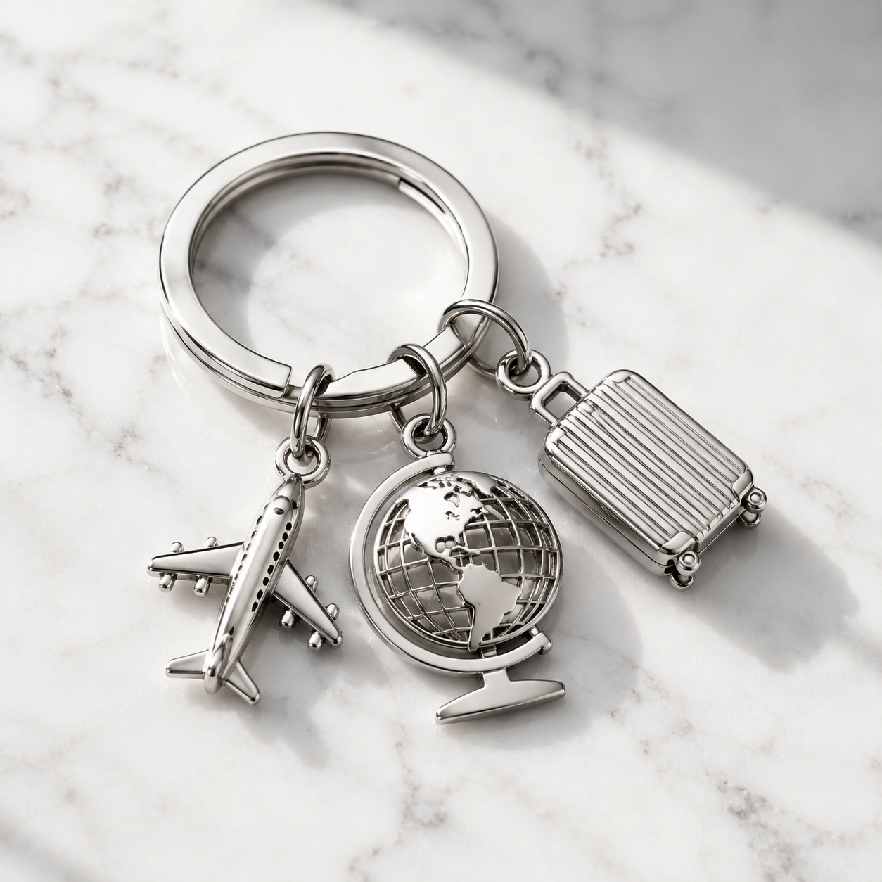 Close-up of a 316L stainless steel charm with enamel fill and crystal inlay, showing a clearly threaded bail and polished finish