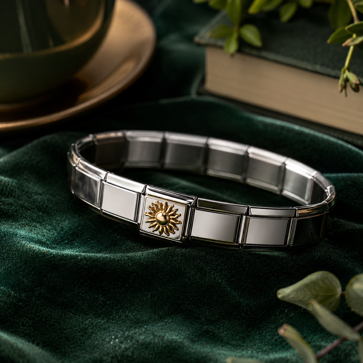 Clean studio shot of a single 316L stainless steel charm on a neutral backdrop, showing bail and front design with a clearly visible hole.