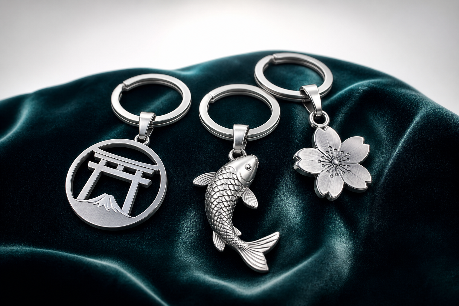Close-up of a 316L stainless steel charm with PVD gold plating on a neutral background