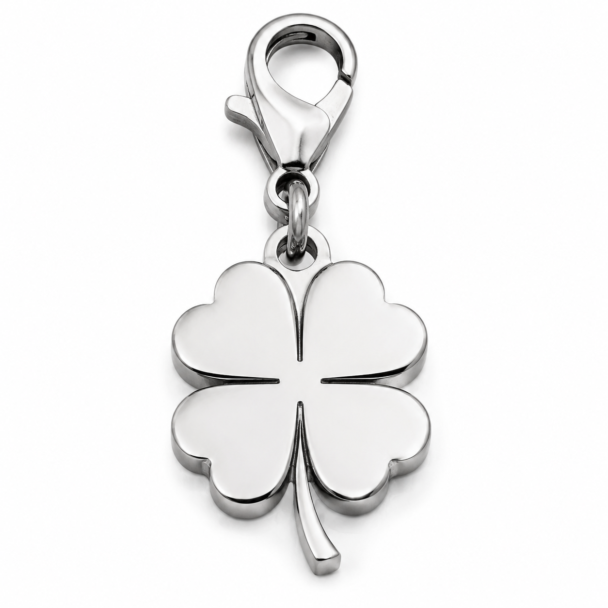 316L stainless steel charm close-up on white background