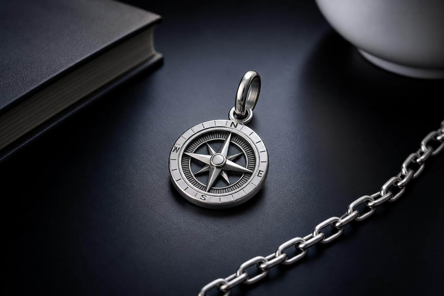 316L stainless steel charm on a pure white background, showing bail, front design, and a clearly visible hole for a jump ring