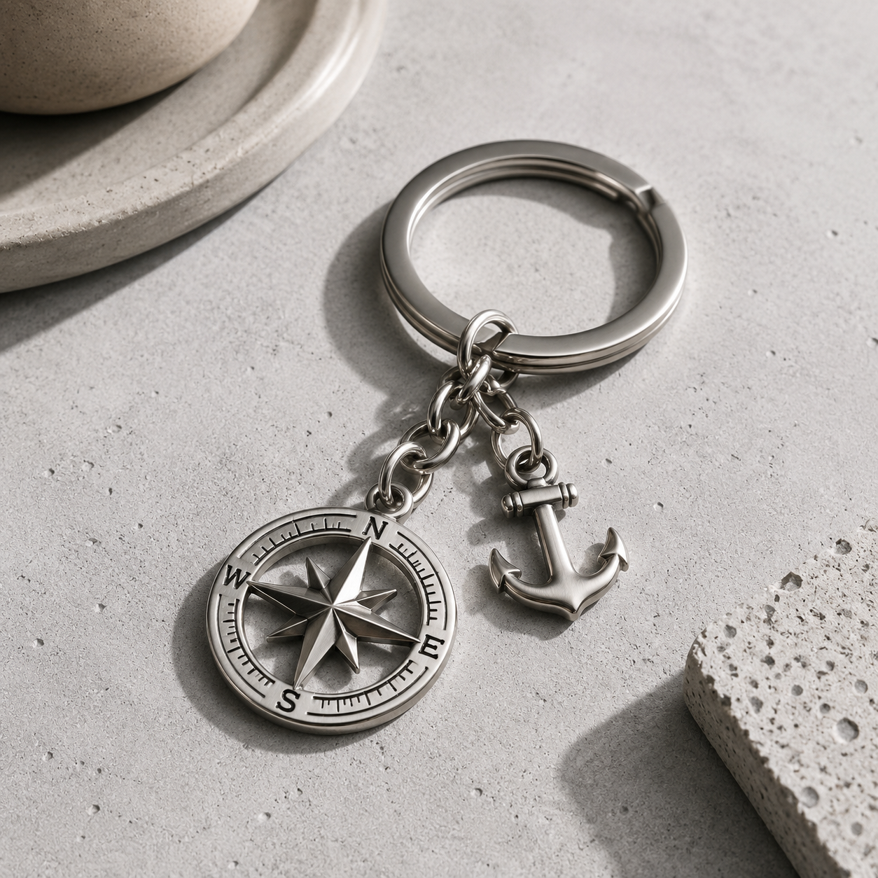 316L stainless steel charm sample with PVD plating on white background