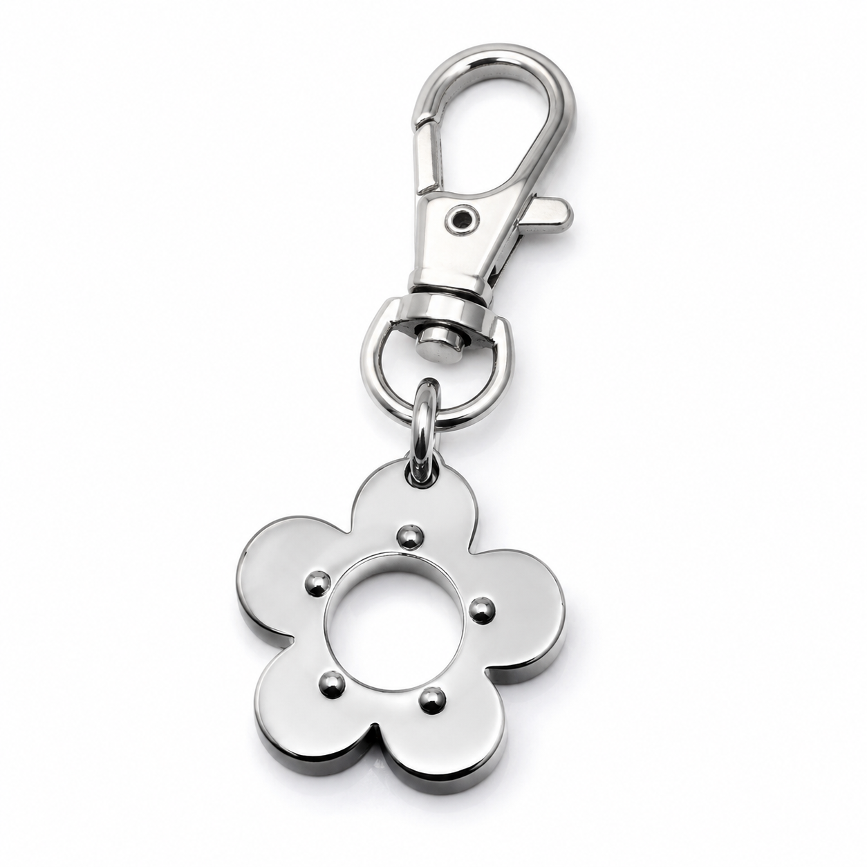 Close-up of a 316L stainless steel charm with PVD finish against a clean background