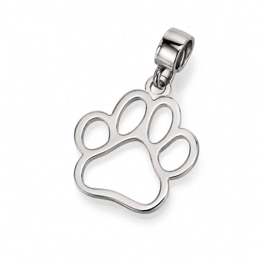 Car charm on white background showing bail and jump ring visible, 316L stainless steel finish