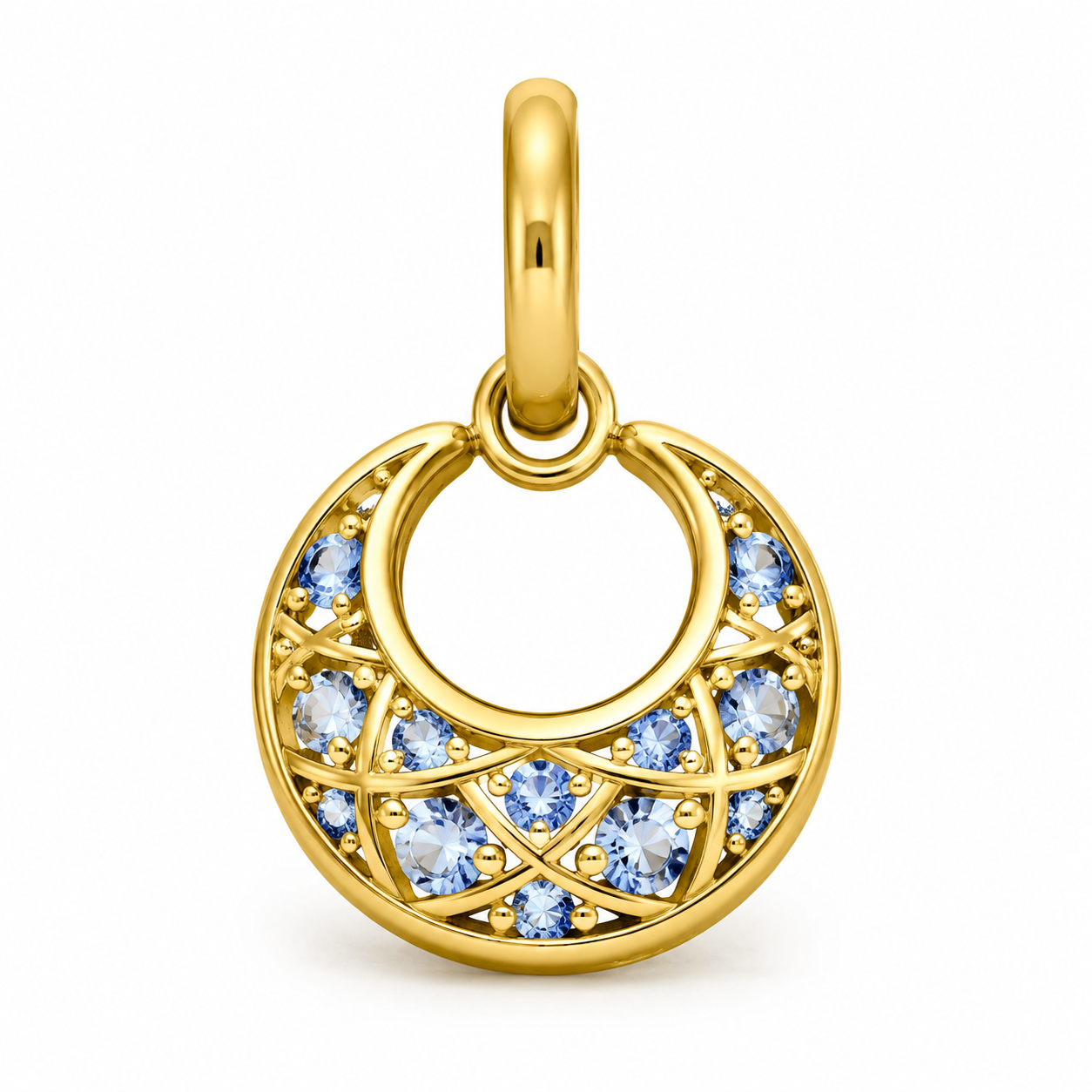 studio product photography of a single 316L stainless steel enamel charm with visible jump ring on a white background