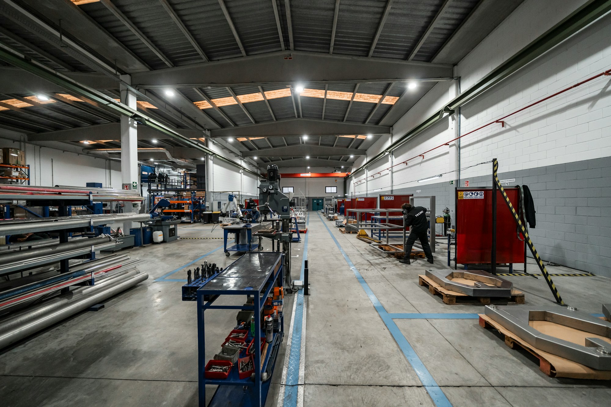 Factory production floor with equipment and workers